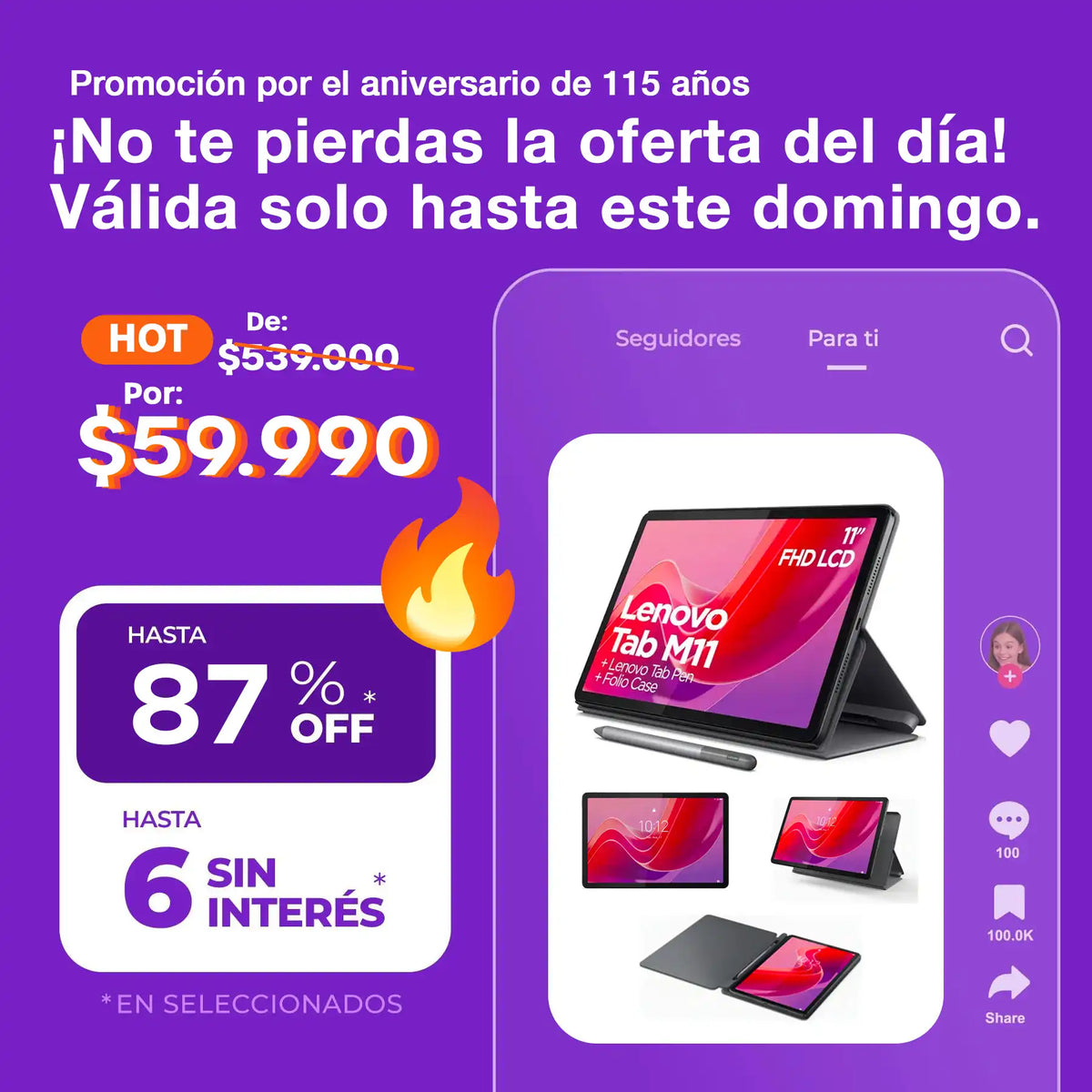 .Tablet Lenovo Tab M11 8gb Ram 128gb Funda Lápiz 11'' Wuxga Color Gris oscuro