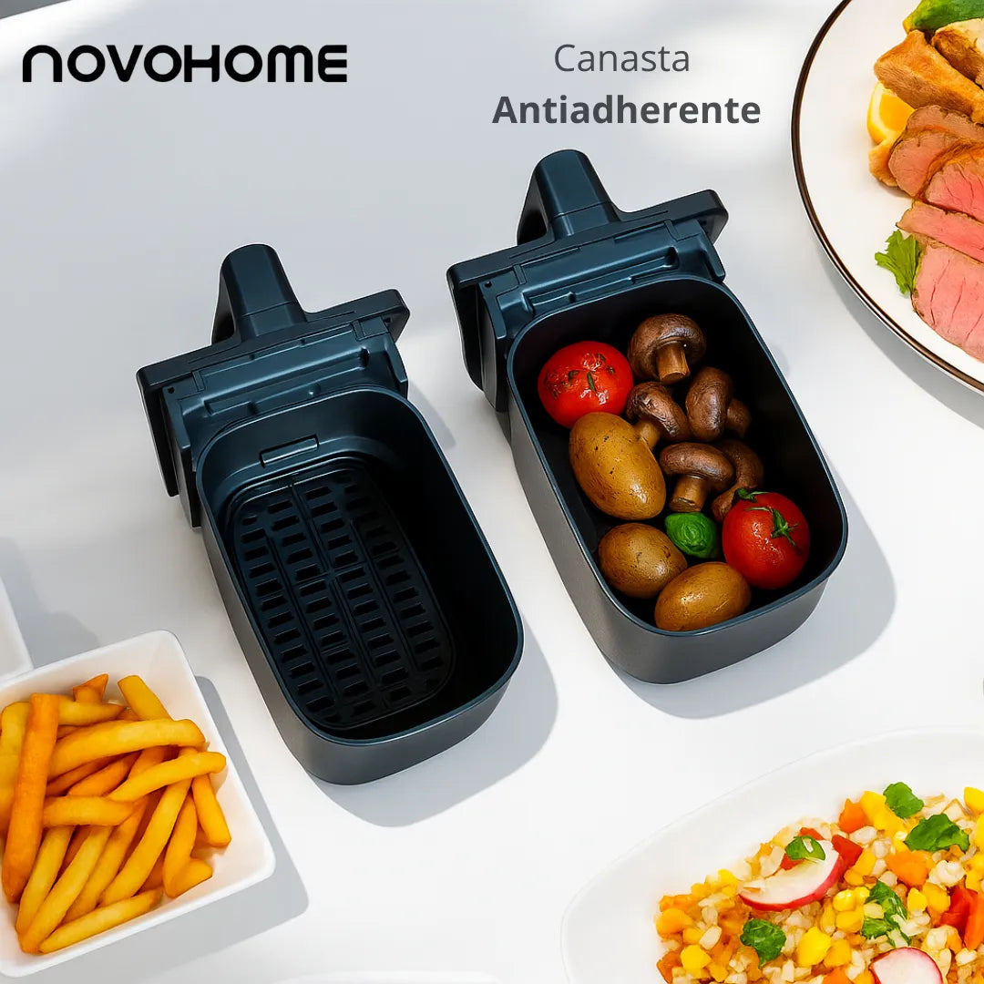 Freidora de Aire Novohome Digital 8Lts Doble Canastos 4+4 1700W NH-AF DUAL 100W.
